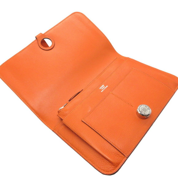 HERMÈS Dogon GM Togo J Stamp (2006) Orange Long Wallet - Picture 5 of 10